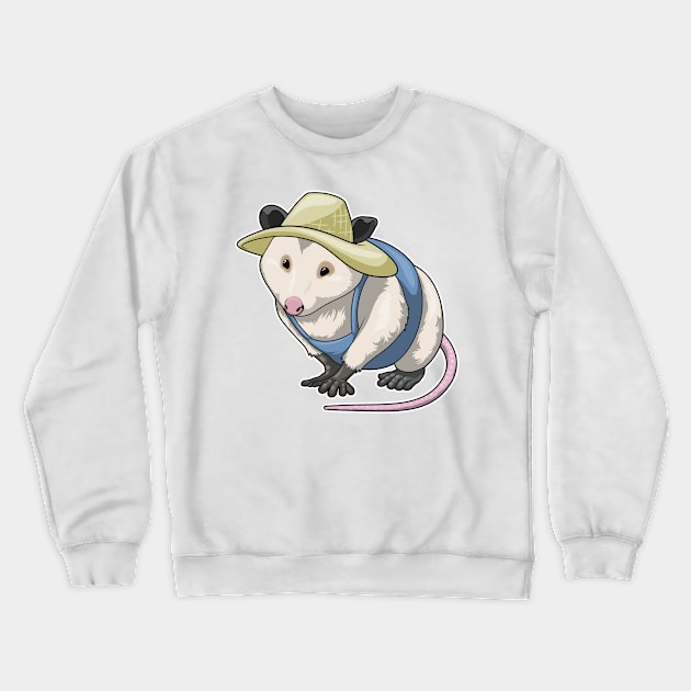 Opossum Farmer Hat Crewneck Sweatshirt by Markus Schnabel